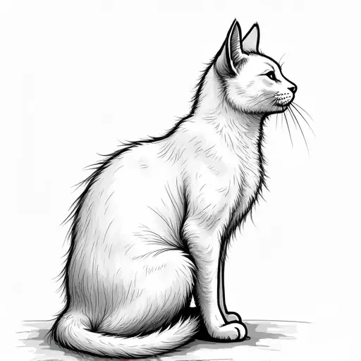 clean pencial outline sketch of a maine coon from the side view