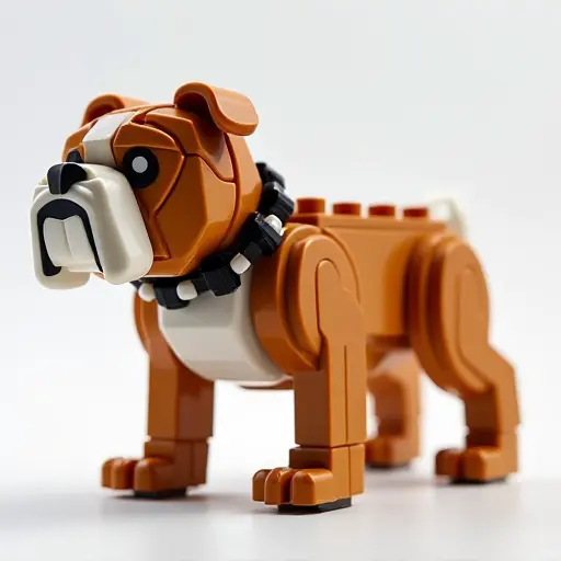 LEGO style of a bulldog from the side view