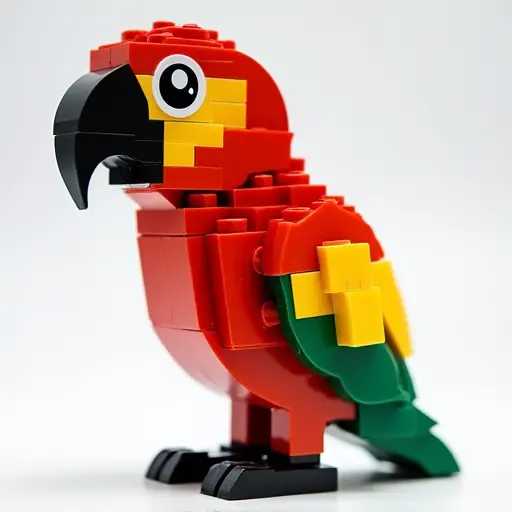 LEGO style of a eclectus parrot from the side view