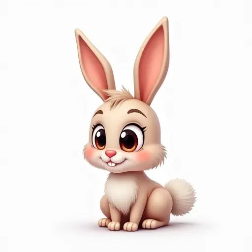 Cute bunny rabbit with long ears, a fluffy tail, and large, expressive eyes.