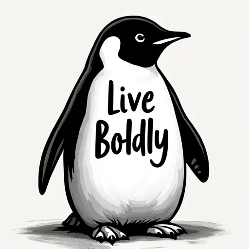 penguin, T-shirt, slogan Live Boldly, bold style