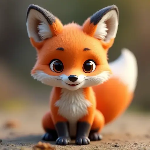 8k hyper real octane render blender of a baby fox from the front view