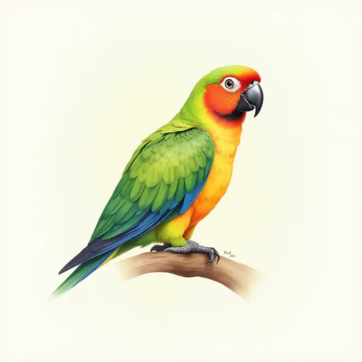 Watercolor style of a conure