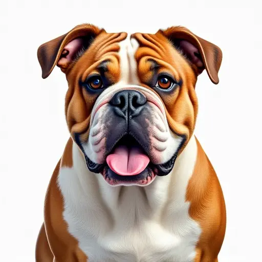 colored pencil drawing style of a bulldog from the front view