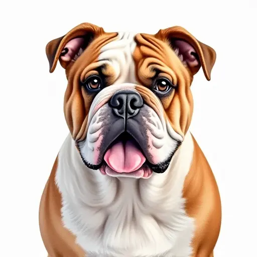 Watercolor style of a bulldog from the front view