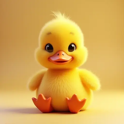 8k hyper real octane render blender of a baby duck from the front view