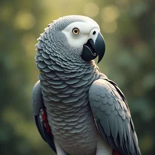 studio ghibli style of a african grey parrot