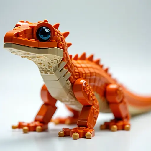 LEGO style of a lizard from the side view