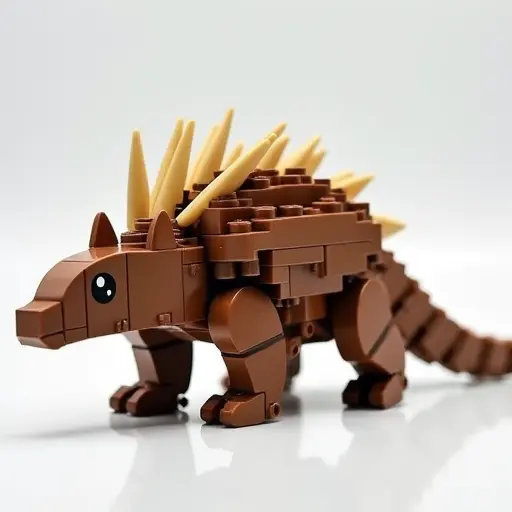 LEGO style of a armadillo from the side view