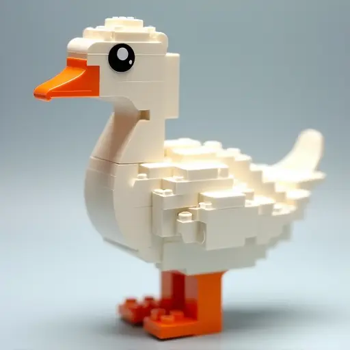 LEGO style of a goose from the side view